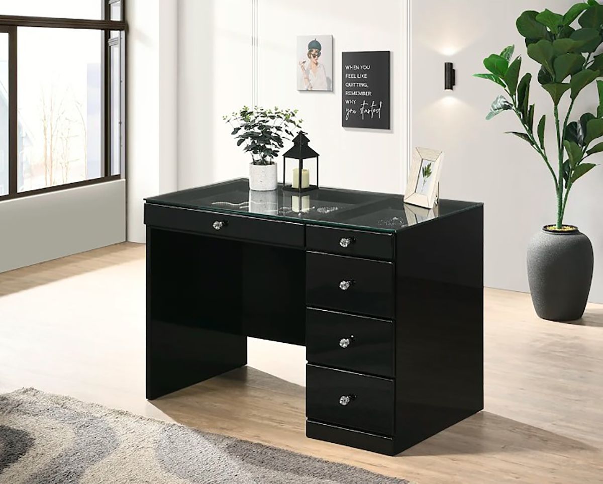 Crown Mark Furniture Avery Vanity in Black B4850BK