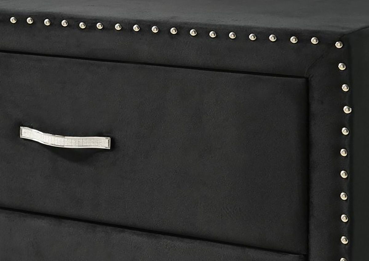 Crown Mark Furniture Lucinda 2 Drawer Nightstand in Black