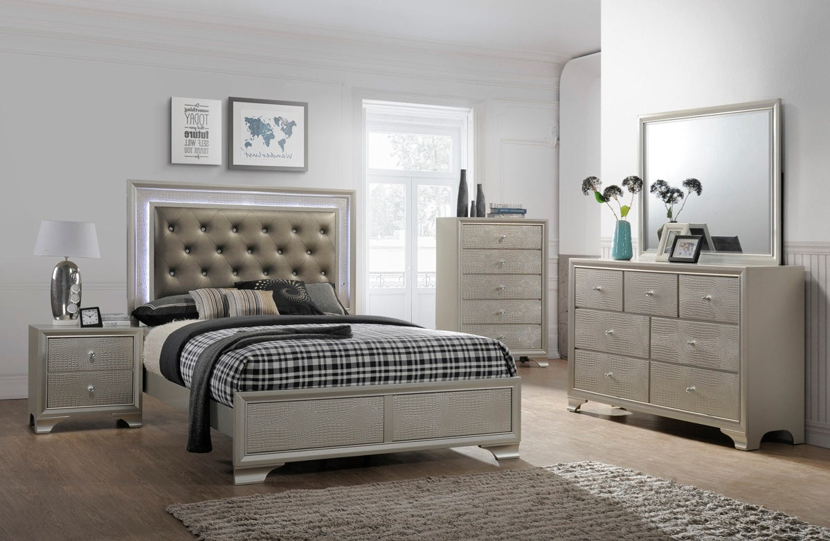 Lyssa 6 Drawer Dresser In Embossed Crocodile Pattern