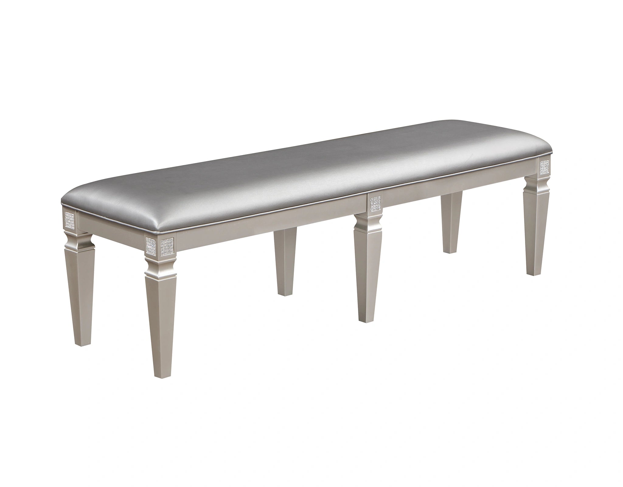 Crown Mark Klina Glam Dining Bench in Light Gray image