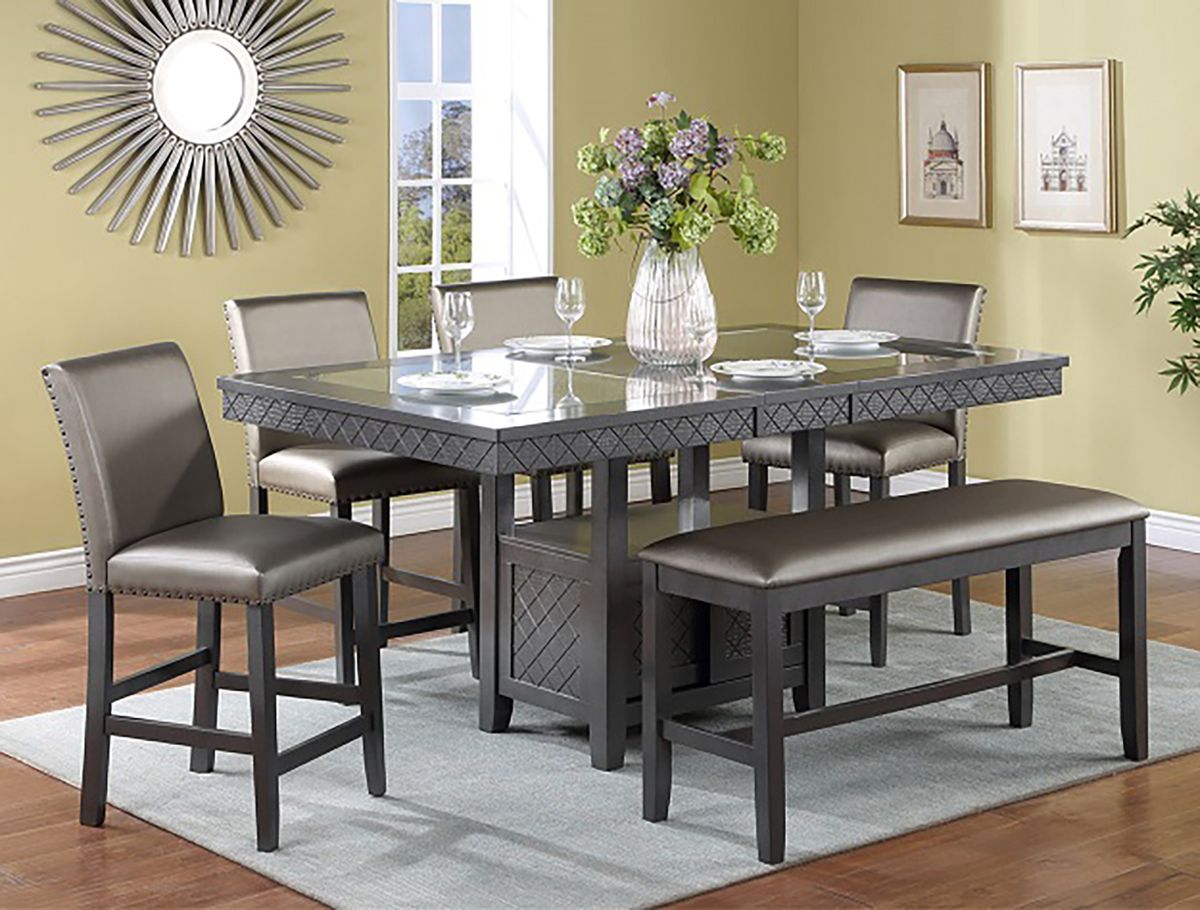 Crown Mark Furniture Bankston Counter Height Chair in Brown (Set of 2)