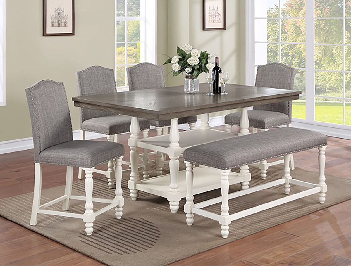 Crown Mark Furniture Langley Counter Height Chair in Gray (Set of 2)