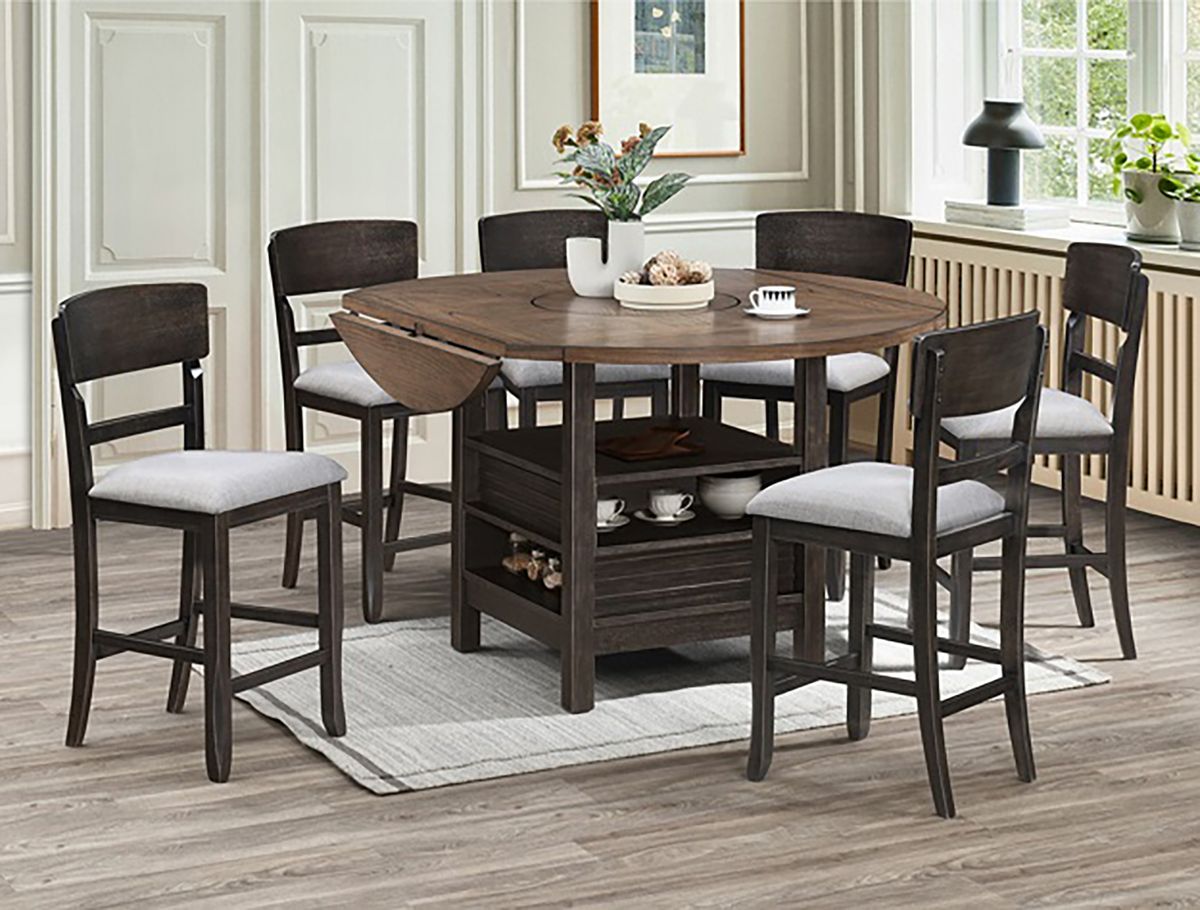 Crown Mark Furniture Oakly Counter Height Chair in Brown (Set of 2)