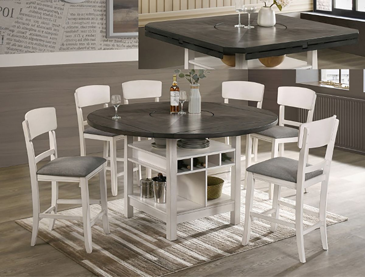 Crown Mark Furniture Conner Counter Height Chair in White (Set of 2)