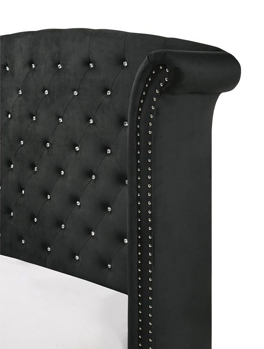 Crown Mark Furniture Lucinda King Upholstered Panel Bed in Black B9265-K
