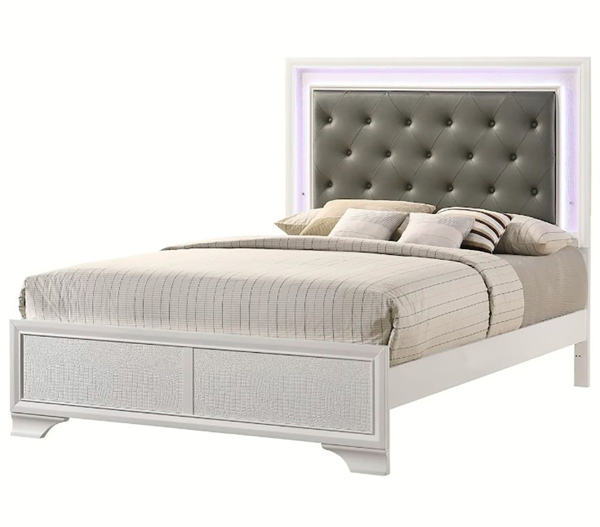 Crown Mark Furniture Lyssa Queen Upholstered Bed in White B4310-Q image