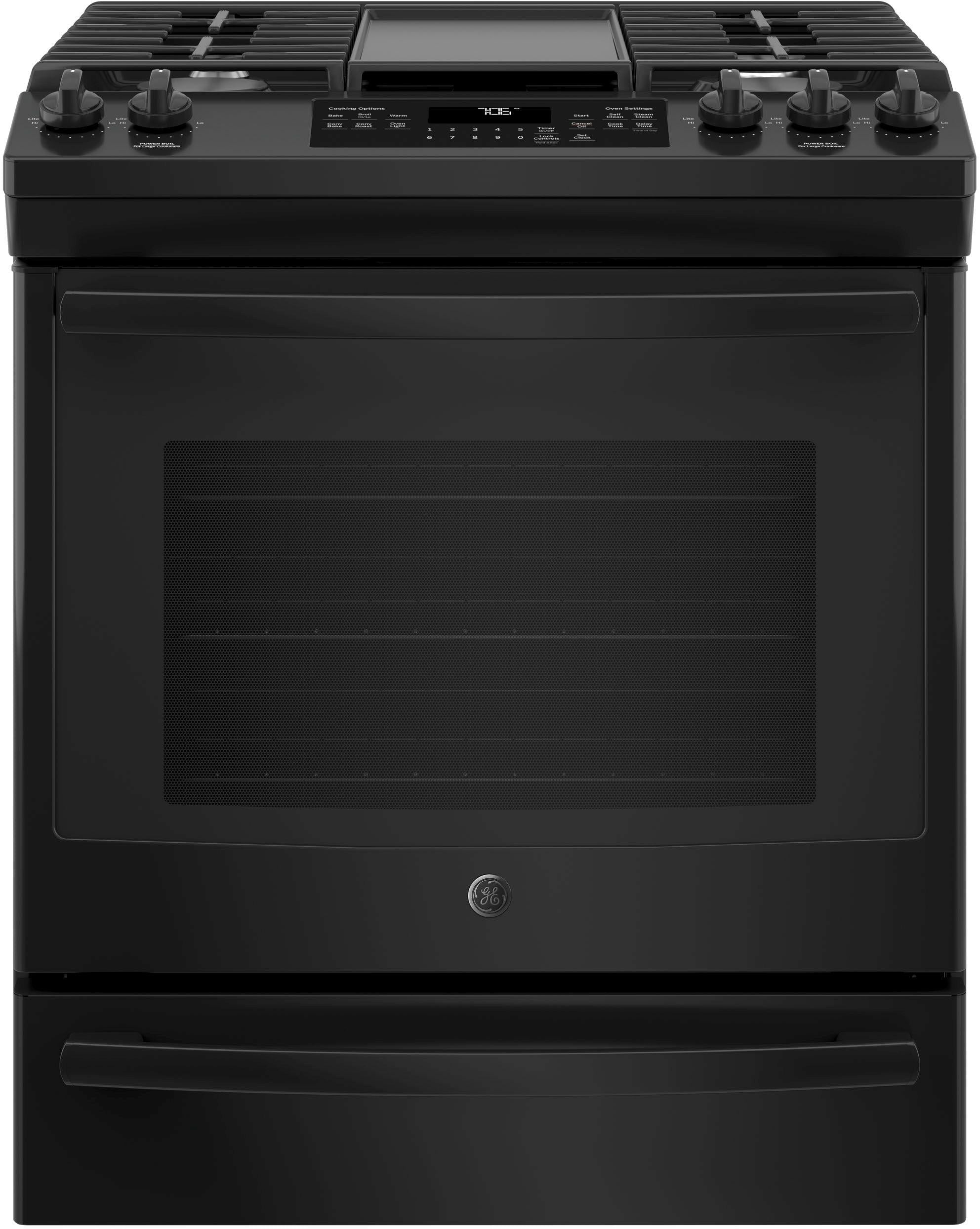 GE 30" Slide In Convection Gas Range-Black image