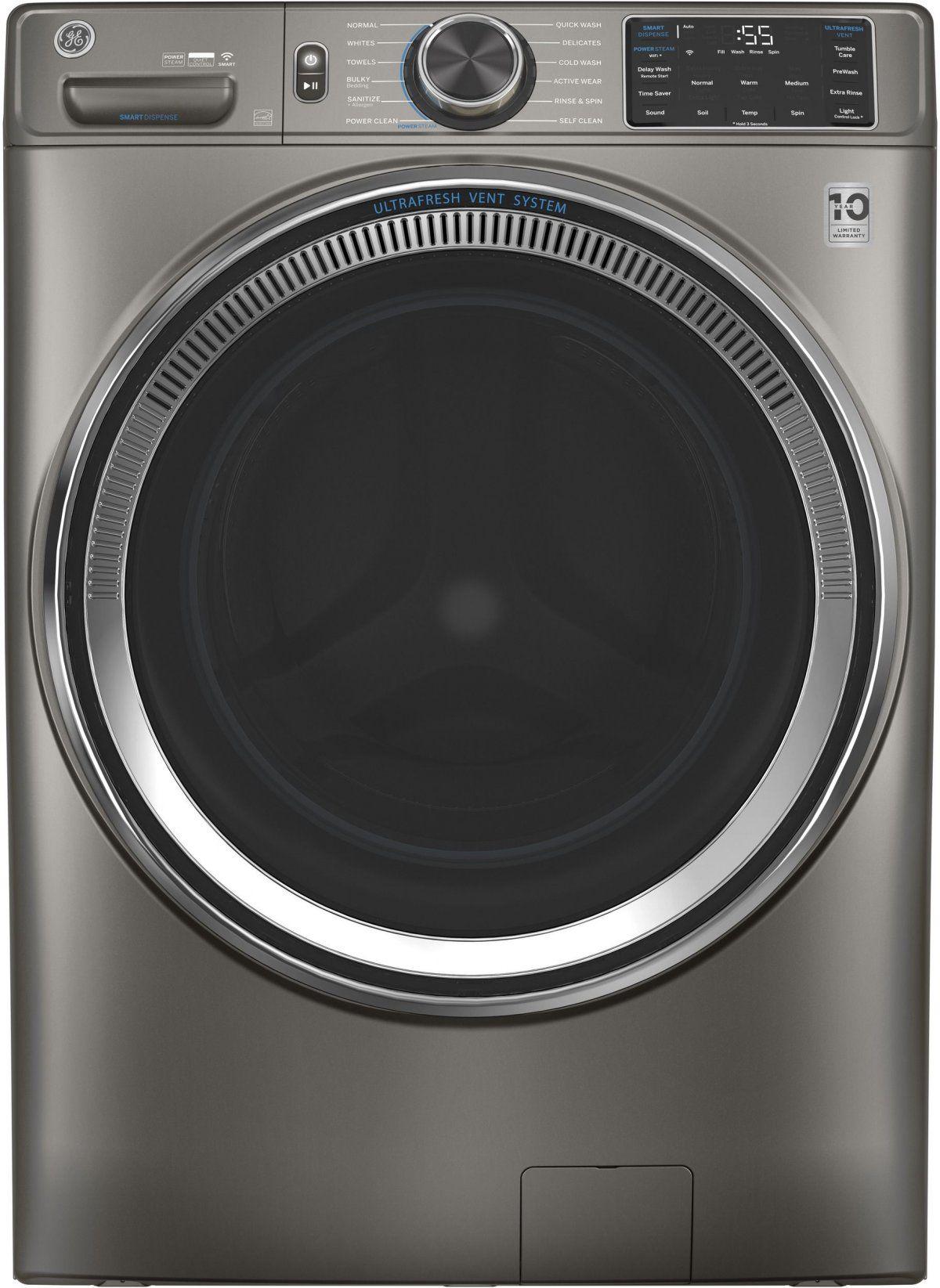 GE 4.8 Cu. Ft. Satin Nickel Smart Front Load Washer image