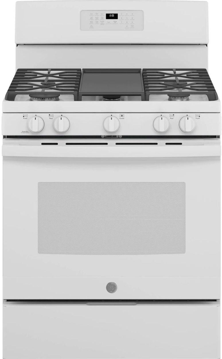 GE 30" White Free Standing Natural Gas Range image