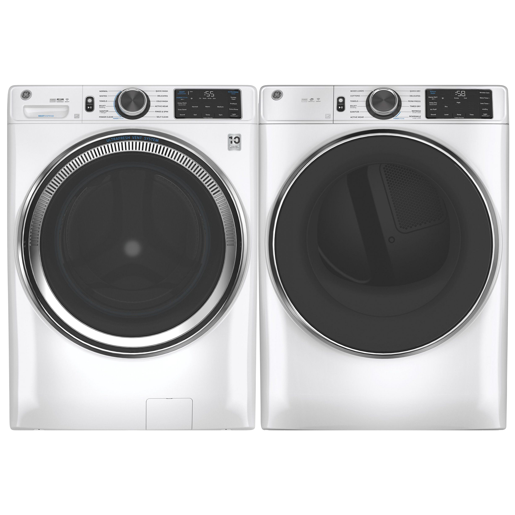 GE White Front Load Laundry Pair