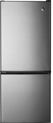 GE 10.5 Cu. Ft. Bottom Freezer Refrigerator-Black Galvanized Steel image