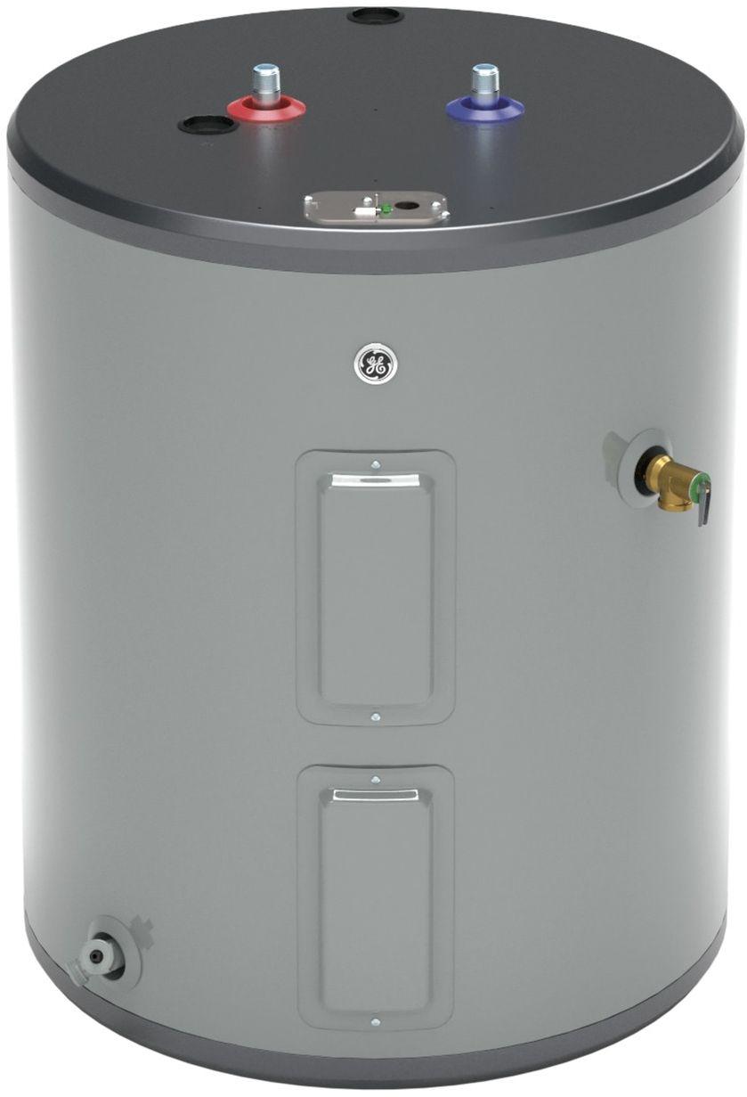 GE 36 Gallon Diamond Gray Top Port Lowboy Electric Water Heater image