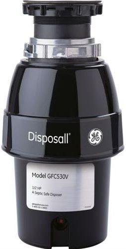 GE 1/2 Horsepower Continuous Feed Food Waste Disposer-Black