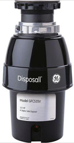 GE 1/2 Horsepower Continuous Feed Food Waste Disposer-Black image