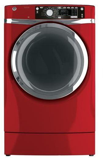 GE RightHeight� Design Front Load Electric Dryer-Ruby Red image