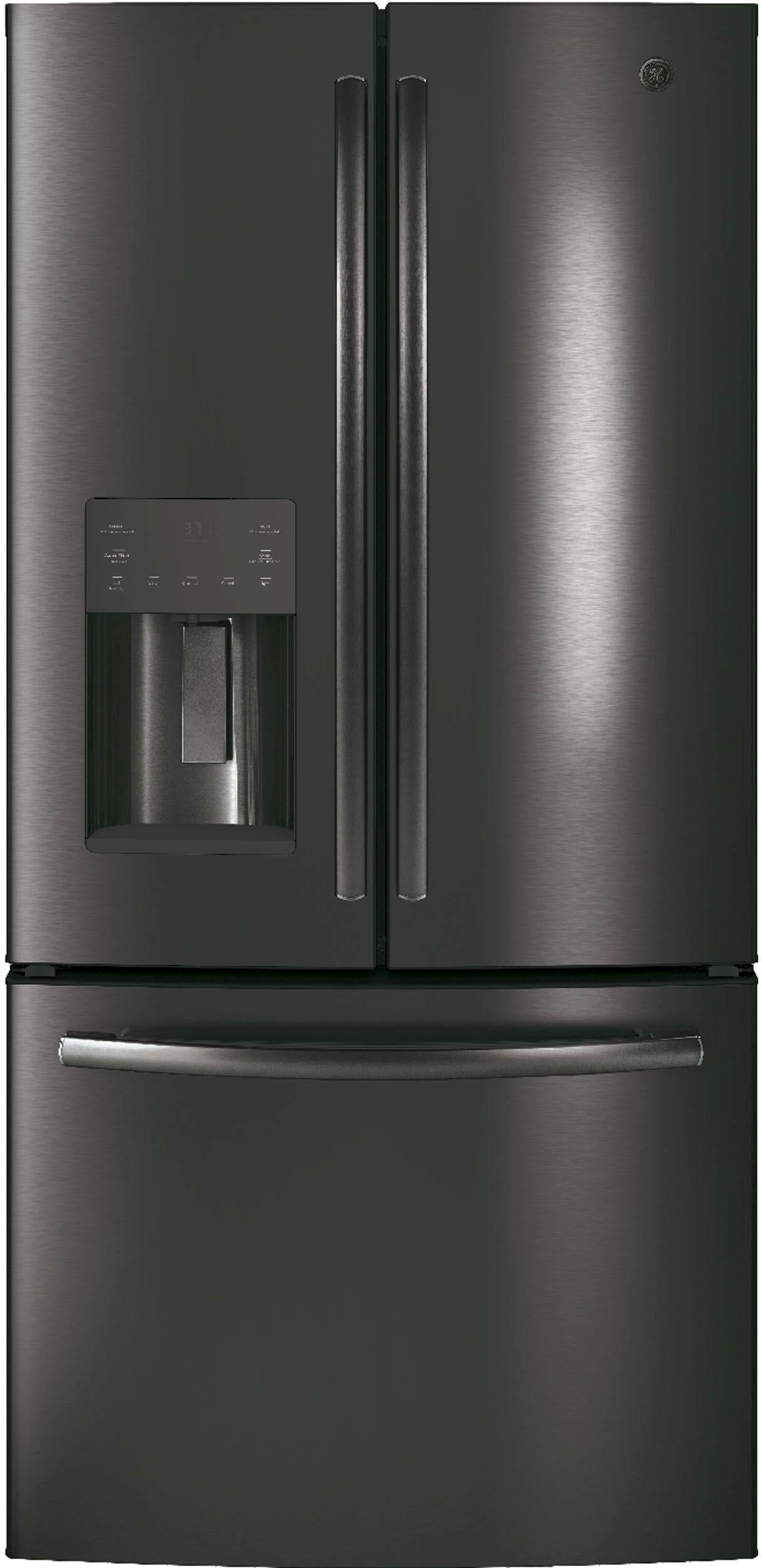 GE 17.5 Cu. Ft. Counter Depth French Door Refrigerator-Black Stainless Steel image