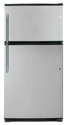 GE ENERGY STAR 21 Cu. Ft. Top Freezer Refrigerator-Stainless with Black Case image