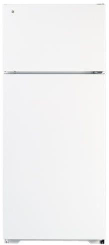 GE ENERGY STAR 18.1 cu. ft. Top-Freezer Refrigerator with Adjustable Wire Shelves, Upfront Temperature Controls, Gallon Door Bins, Can Storage Shelf  / White image