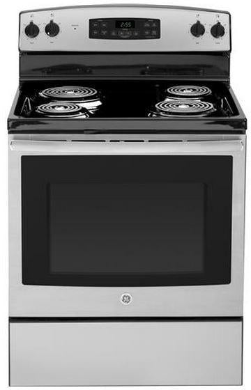 GE 30" Free Standing Electric Range-Stainless Steel on Black image