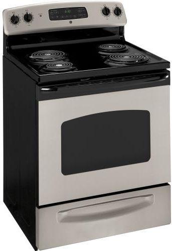 30" Freestanding Electric Range with 4 Ribbon Radiant Elements, 5.3 cu. ft. Self-Clean Oven, Dual Element Bake, QuickSet III Oven Controls and Storage Drawer: Silver image