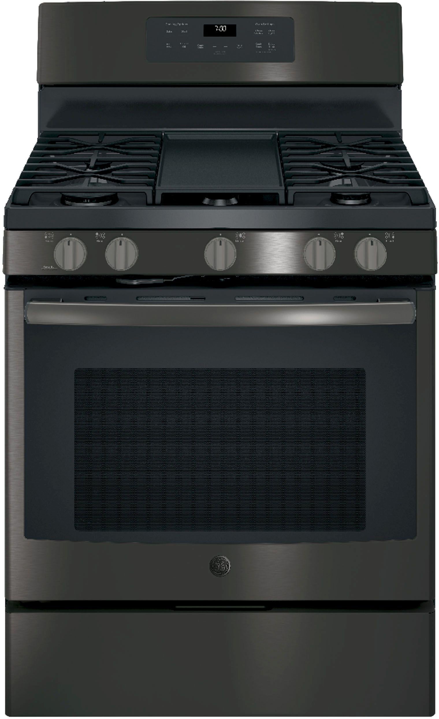 GE 30" Free Standing Gas Convection Range-Black Stainless Steel image