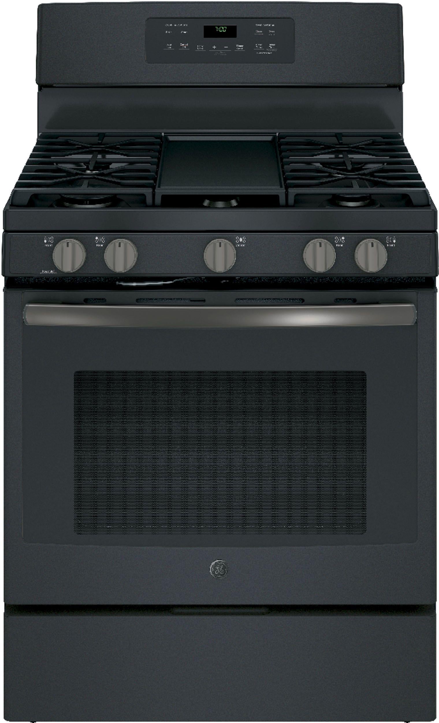 GE 30" Free Standing Gas Convection Range-Black Slate image