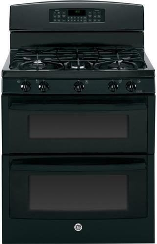 GE 30" Free Standing Gas Double Oven Range-Black image