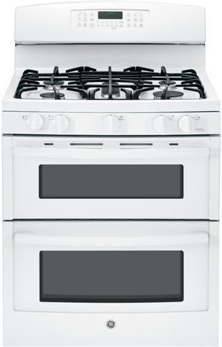 GE 30" Free Standing Gas Double Oven Range-White