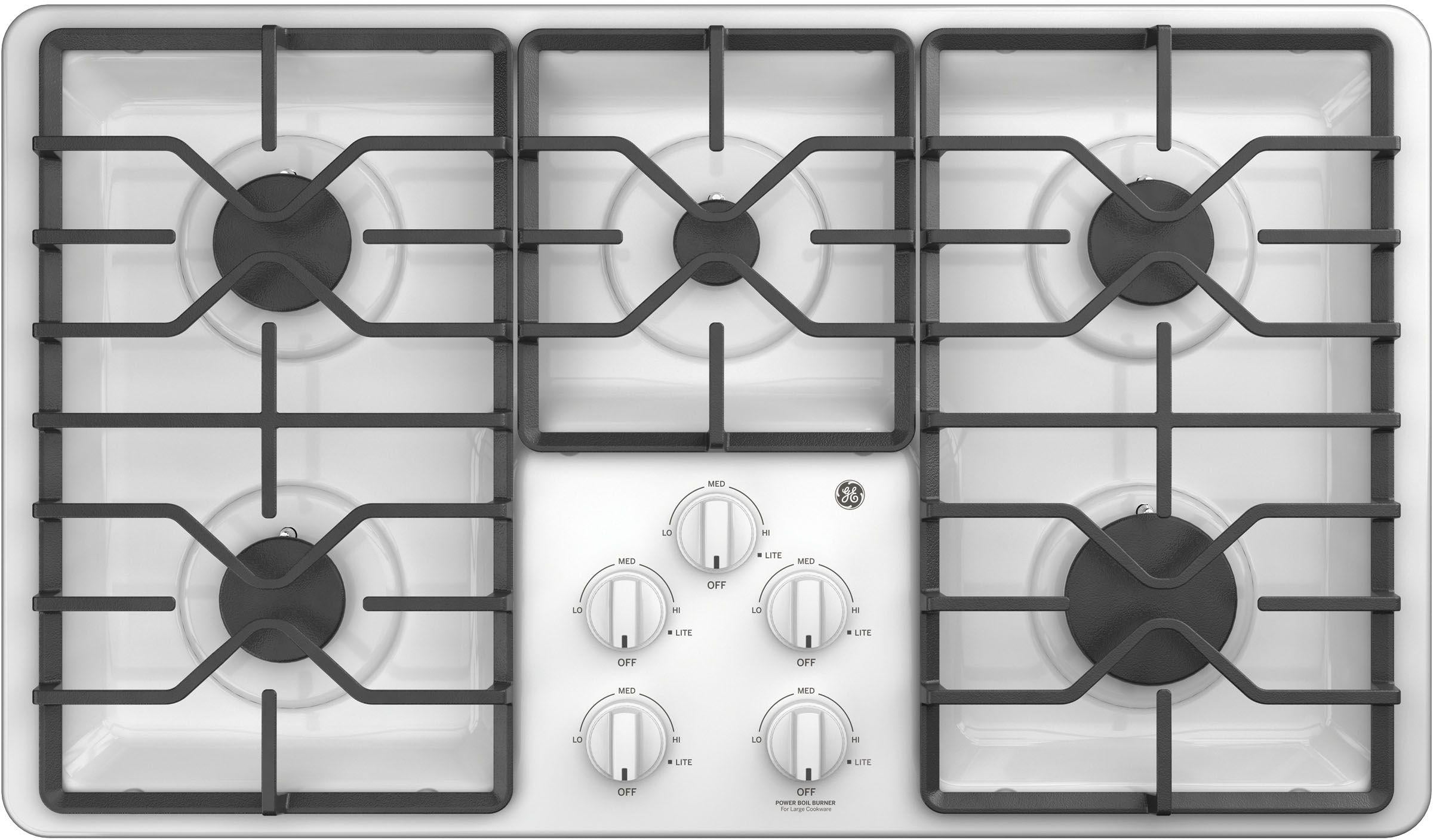 GE 36" White Built-In Gas Cooktop image