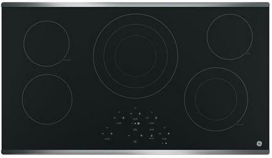 GE 36" Stainless Steel on Black Electric Cooktop image