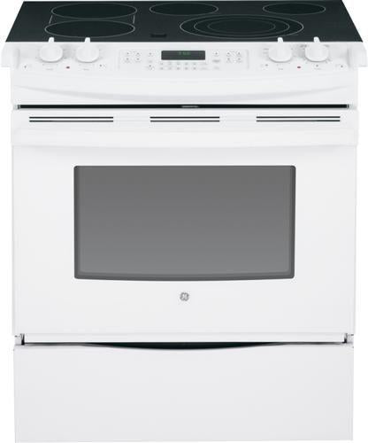 GE 30" Slide In Electric Convection Range-White image