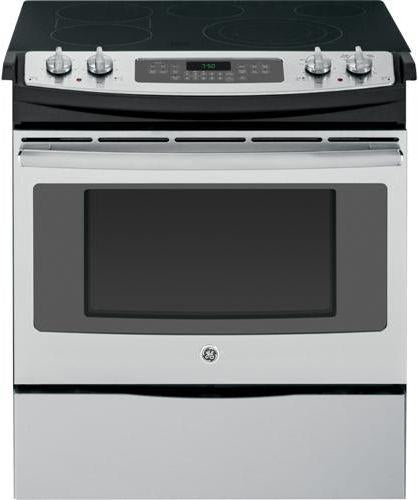 GE 30" Slide In Electric Convection Range-Stainless Steel image