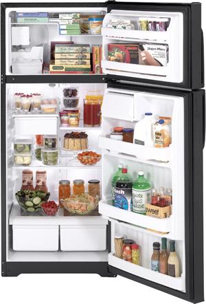 18.1 cu. ft. Top-Freezer Refrigerator with Adjustable Glass Shelves, Gallon Door Bins, Can Storage Shelf, Upfront Temperature Controls and Automatic Ice Maker: Black image