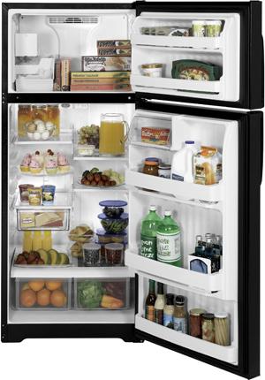 18.2 cu. ft. Top-Freezer Refrigerator with 4 Adjustable Glass Shelves, Upfront Temperature Controls, Deluxe Quiet Design, NeverClean Condenser and Reversible Hinge: Black image