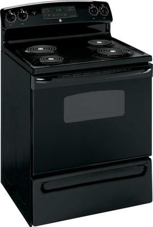 30" Electric Range with 5.3 cu. ft. Self-Clean Oven, 4 Coil Elements, Dual Element Bake, QuickSet III Oven Controls and Storage Drawer: Black image