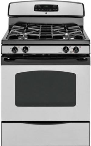 30" Freestanding Gas Range with 4 Sealed Burners, 5.0 cu. ft. Self-Clean Oven, Continuous Grates, PowerBoil 15,000 BTU Burner, Precise Simmer Burner, TrueTemp Oven System and Storage Drawer: CleanSteel image