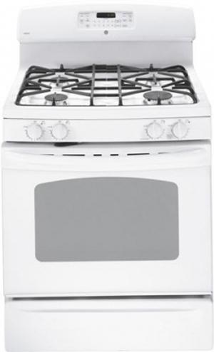 30" Free-Standing Gas Convection Range with 4 Sealed Burners, 5.0 cu. ft. Self-Clean Oven, Continuous Grates, PowerBoil 15,000 BTU Burner, Precise Simmer Burner, TrueTemp Oven System and Storage Drawer: White image