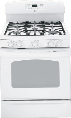 30" Freestanding Gas Range with 5 Sealed Burners, 5.0 cu. ft. Oven, Self Cleaning, Center Round Burner and Heavy-Cast Continuous Grates: White image