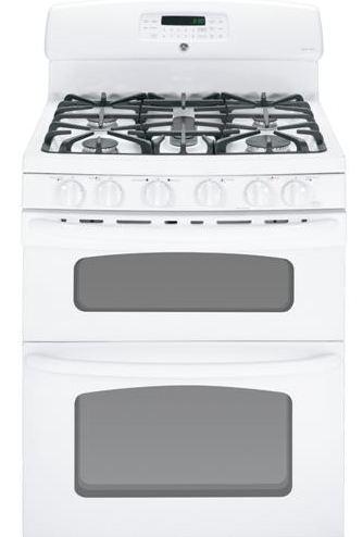 GE 30" Free Standing Gas Double Oven Range -White image