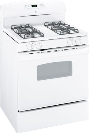 30" Gas Range with 4 Sealed Burners, Porcelain-Steel Grates, 4.8 cu ft. Self Clean Oven, QuickSet III Oven Controls and Storage Drawer: White