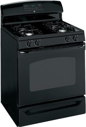 30" Gas Range with 4 Sealed Burners, Porcelain-Steel Grates, 4.8 cu ft. Self Clean Oven, QuickSet III Oven Controls and Storage Drawer: Black image