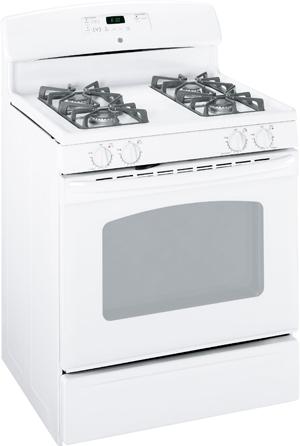 30" Gas Range with 4 Sealed Burners, Porcelain-Steel Grates, 4.8 cu ft. Self Clean Oven, QuickSet III Oven Controls and Storage Drawer: White image