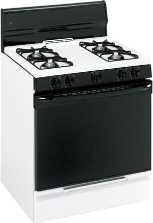 30" Gas Range with 4 Open Burners, Electronic/Pilot Ignition, 4.8 cu ft. Manual Clean Traditional Oven, Upfront Controls, Electronic Ignition, Broiler Drawer: White image