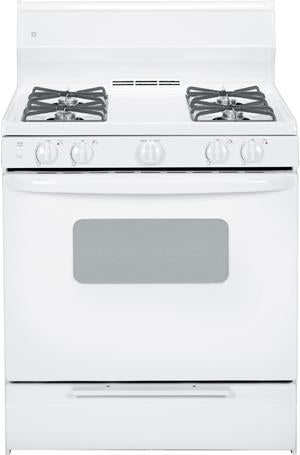 30" Gas Range with 4 Open Burners, 4.8 cu ft. Manual Clean Oven, Upfront Controls, Broiler Drawer and ADA Compliant: White image