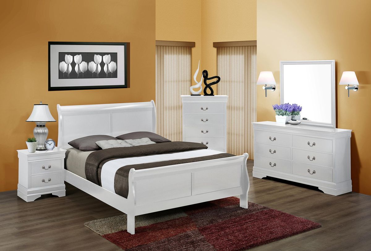 Crown Mark Louis Philip Mirror in White B3650-11