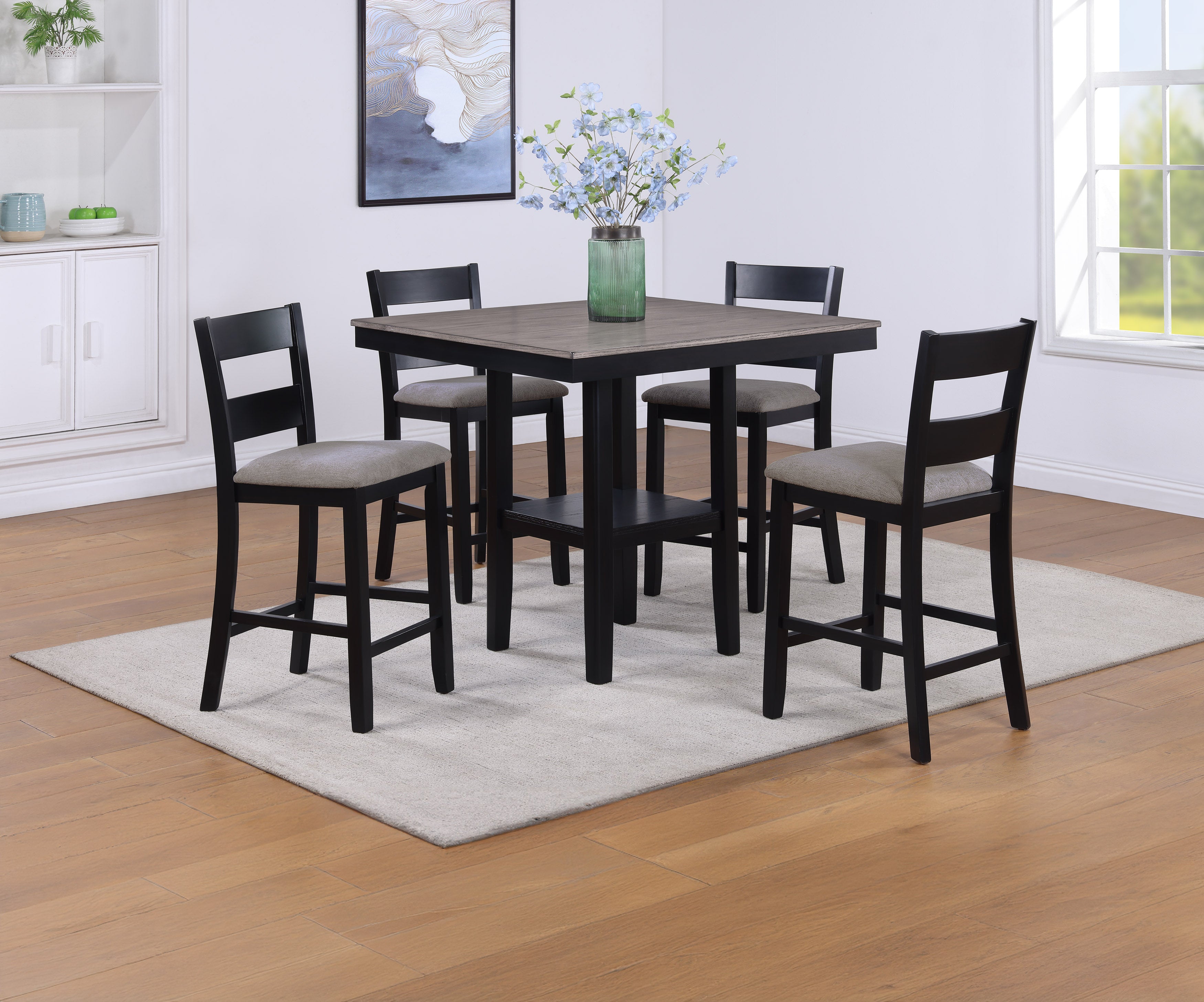 Lester 5-Piece Counter Height Table Light Grey