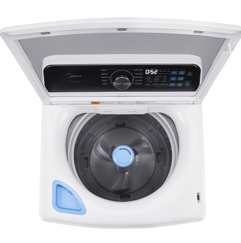 Midea 4.4 CF Top Load Washer, Agitator, Stainless Tub - White