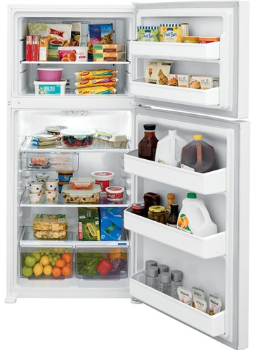 Frigidaire 18.3 CF Top Mount Refrigerator Glass Shelves ADA OPT-ICEMAKER - White