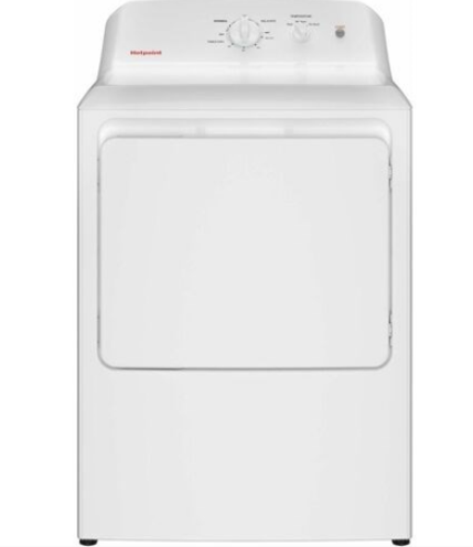 GE 6.2 CF HOTPOINT Electric Dryer, Reversible Door, Long Venting - White