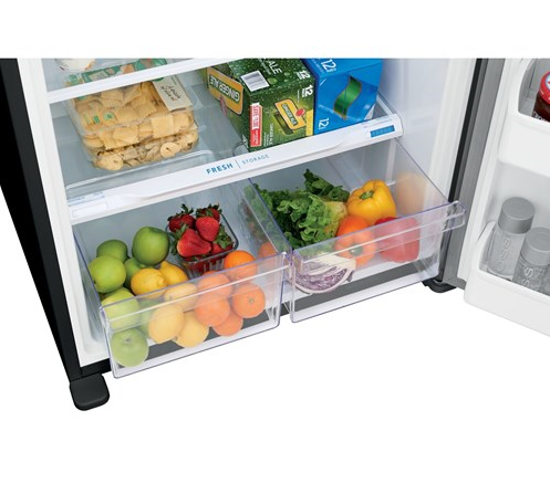 Frigidaire 18.3 CF Top Mount Refrigerator Glass Shelves ADA OPT-ICEMAKER - Stainless